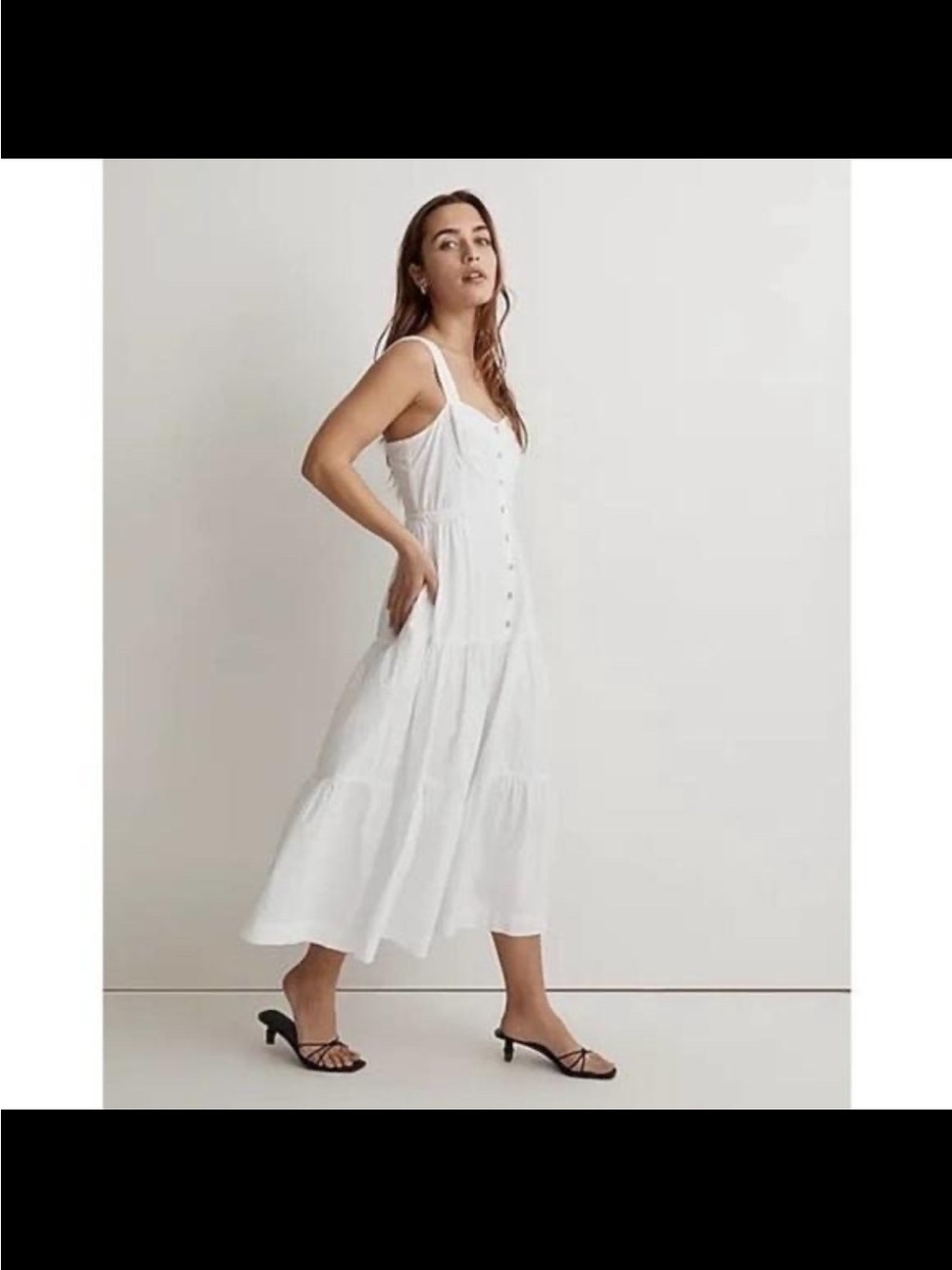 Madewell Button-Front Tiered Midi Dress - Size 6